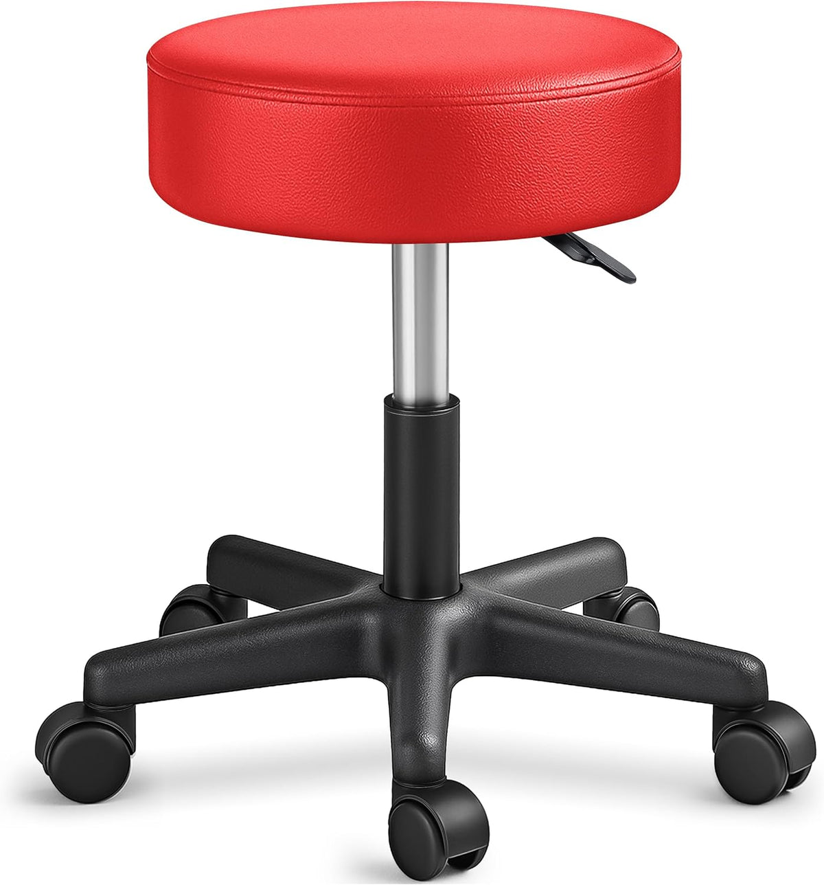 Zadelkruk - Kruk op wielen - Rolkruk - Draaikruk - Rood - TRESKO