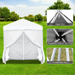 OFCASA 3M Pop-up tuinpaviljoen met zijpanelen, buitenfeesttent met draagtas, luifel, overkapping voor kamperen en bruiloften in de buitenlucht, wit