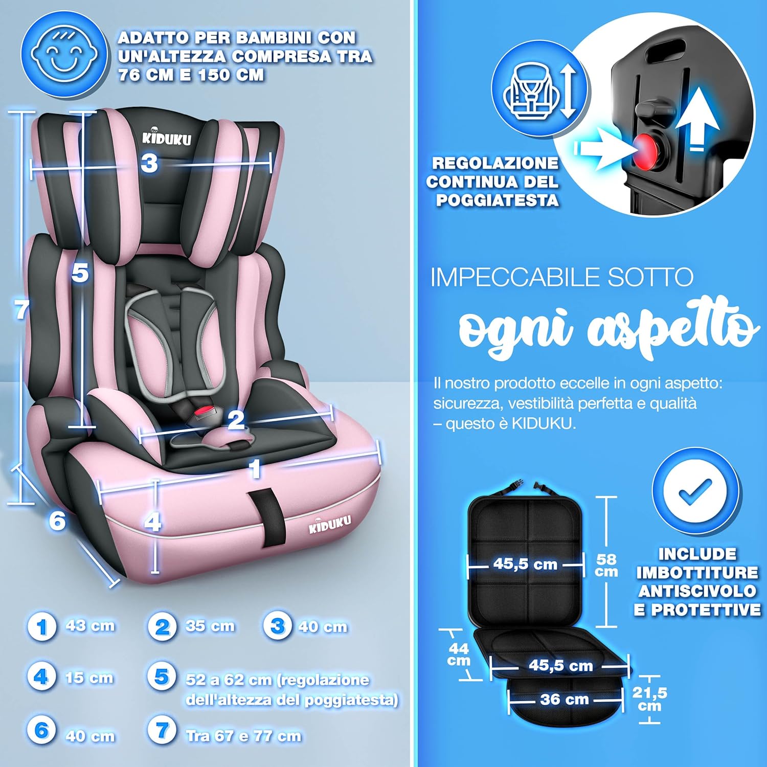 KIDUKU® Autostoeltje - Kinderzitje - Veiligheidsgordel - Grijs