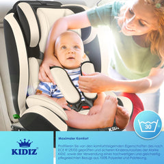 KIDIZ® Autostoeltje - 5-punts veiligheidsgordel - Beige
