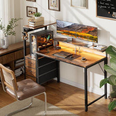 Gaming bureau - Gaming desk - Gaming tafel - 152x50 cm - Bruin - HLONONE