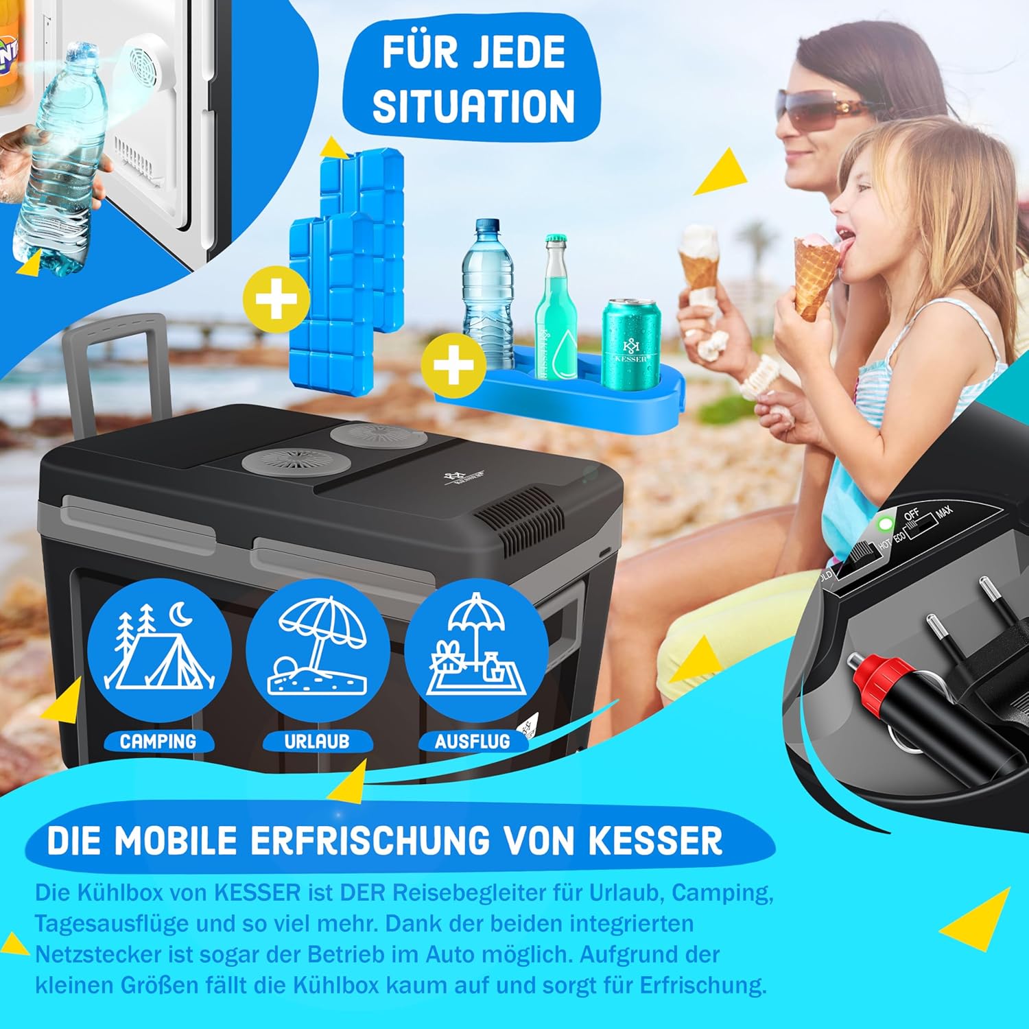KESSER® Thermo-Elektrische Koelbox – 40L – 12V/230V – Zwart
