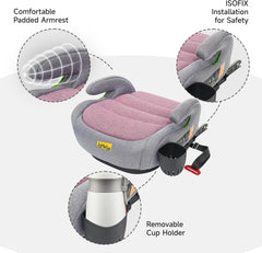 Zitverhoger isofix - Stoelverhoger auto - 6-12 jaar - Roze - Jovikids