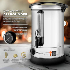 TRESKO® glühweinkoker, 20 l/2500 W, inmaaktoestel van roestvrij staal, glühweinautomaat, warmwaterdispenser