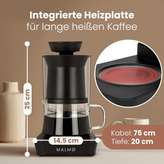 Koffiemachine klein (400ml) - Filterkoffiezetapparaat - Zwart - MALMØ