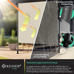 KESSER® Klemluifel - Balkonluifel - Zonwering - 120x310 cm - Beige