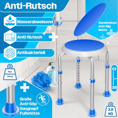 KESSER® Douchekruk - Douchestoel - Verstelbaar - Antislip - Blauw