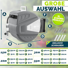 Wandslangenbox - Tuinslanghaspel - Tuinslang met haspel - 35 meter - Grijs - Tillvex