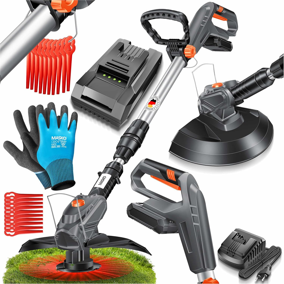 MASKO® Grastrimmer op accu - Bosmaaier - Grijs