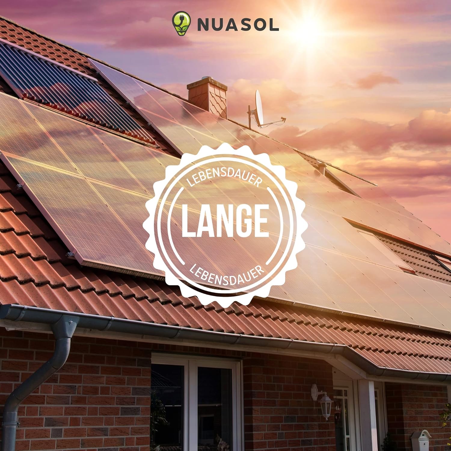 NuaSol Fotovoltaïsche montageset voor baksteendak, bevestiging zonnepaneelhouder met dakhaak, zonnepaneelhouder met eindklem en middenklem, 35 mm