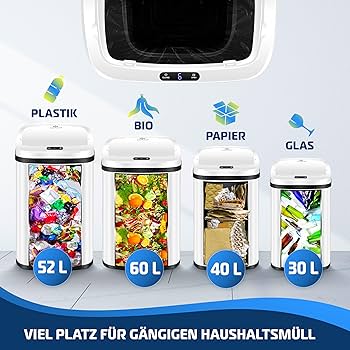 KESSER® Sensor Prullenbak - Afvalbak - Vuilnisbak - 40L - Wit