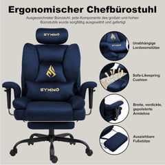 Ergonomische Bureaustoel -  Office Chair - Gamestoel - Volwassenen - Donkerblauw - SYMINO