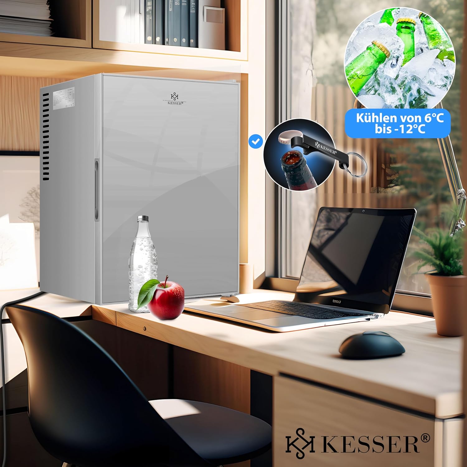 KESSER® Koelkast Tafelmodel - 40L - Mini Koelkast - Grijs