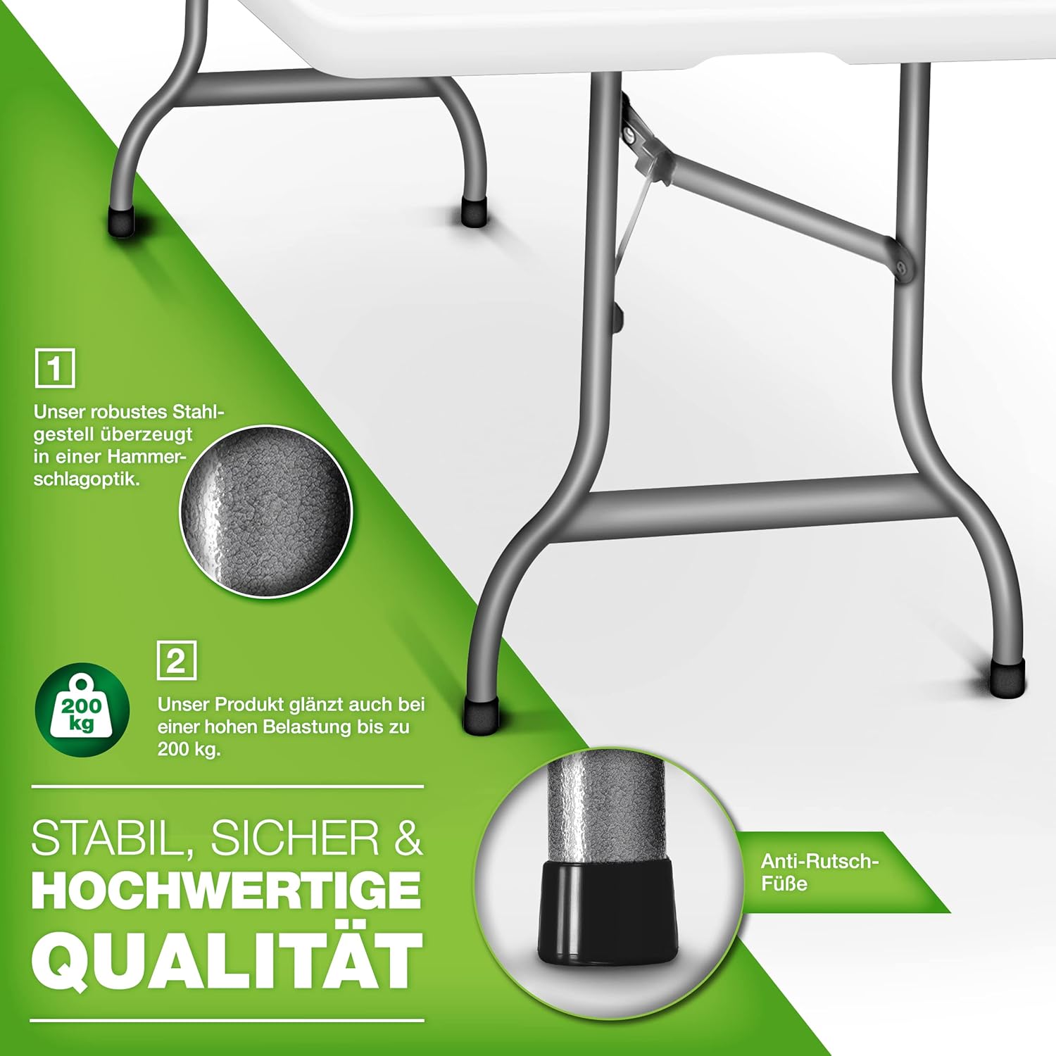 Tillvex® Inklapbare Tafel - Campingtafel - Klaptafel - 180x75cm - Wit