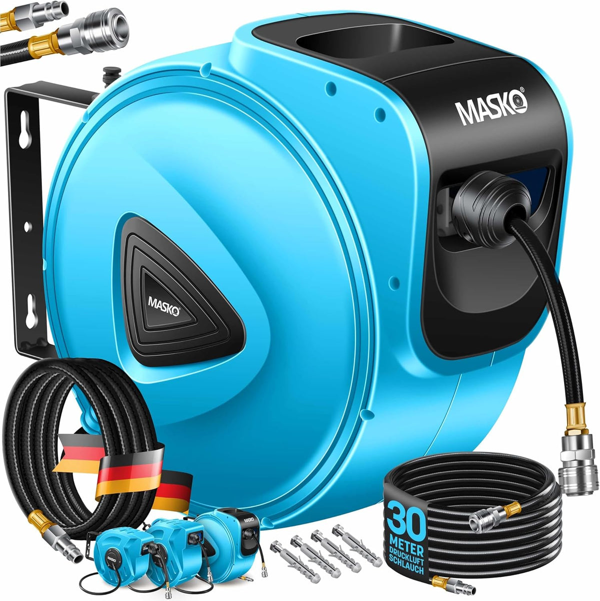 Automatische Luchtslanghaspel - Luchthaspel - 30 meter - Blauw