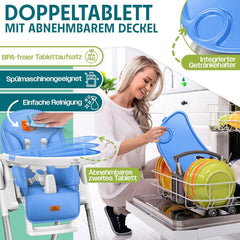 KIDIZ® 3-in-1 kinderstoel incl. speelbeugel, babyligstoel, combi-kinderstoel, hoge babystoel, 7 in hoogte verstelbaar, verstelbare rugleuning, meegroeiend vanaf 0 tot 36 maanden, babystoel, blauw