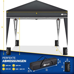 Tillvex® Partytent - 3x3m - Paviljoen - Easy Up - Antraciet