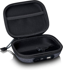 Lenco PBC-20 - Hoofdtelefoonetui met geïntegreerde powerbank - Hoofdtelefoondraagtas - 2200mAh powerbank - met micro-USB-kabel - USB - ON en uitgang - grijs