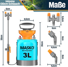 MASKO® Drukspuit - 3 Liter - Incl. draagriem - Blauw