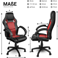 Ergonomische Bureaustoel -  Office Chair - Gamestoel - Volwassenen - Rood/Zwart - TRESKO