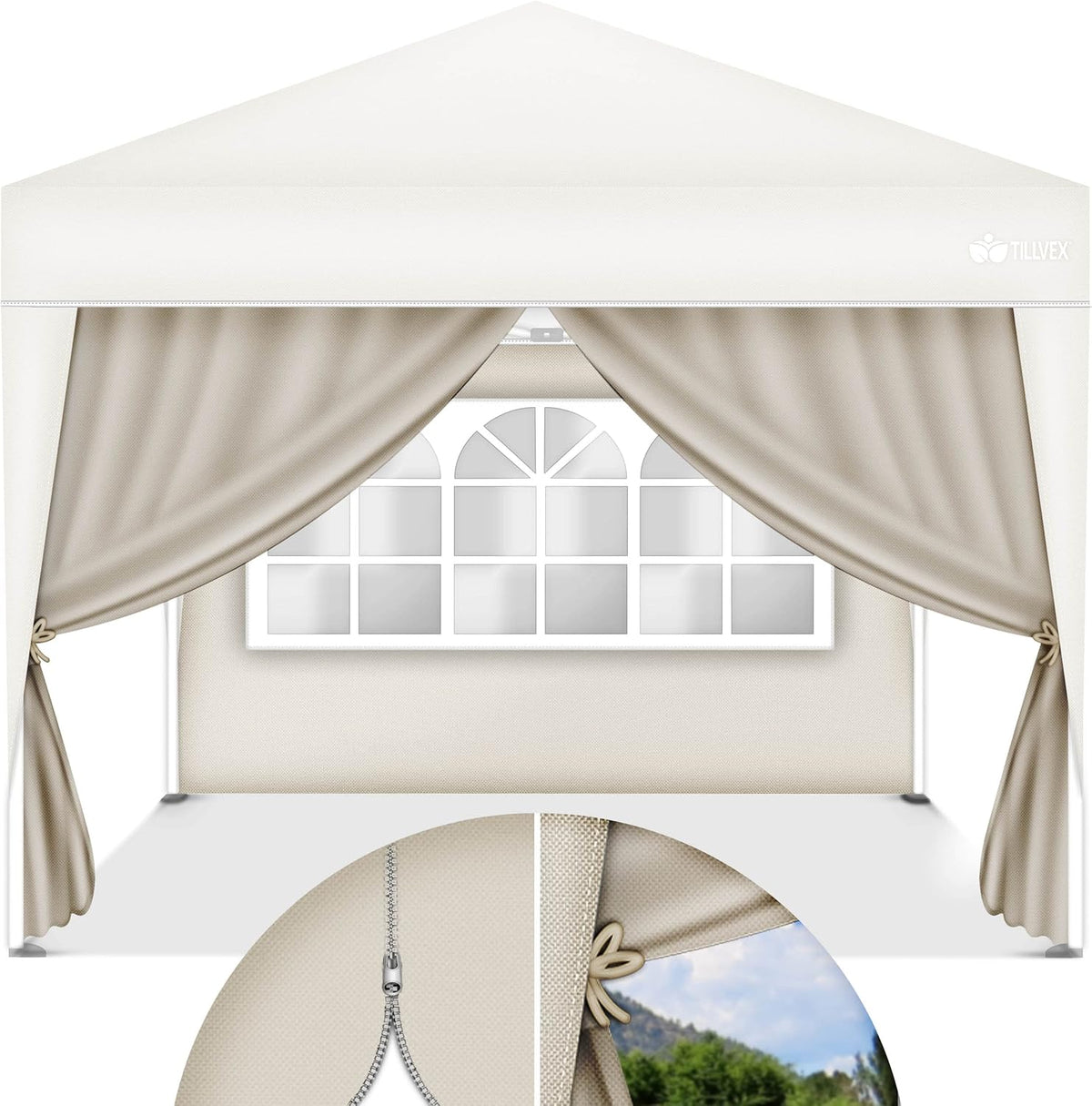Tillvex® Zijwand voor paviljoen - 3x3m - Beige