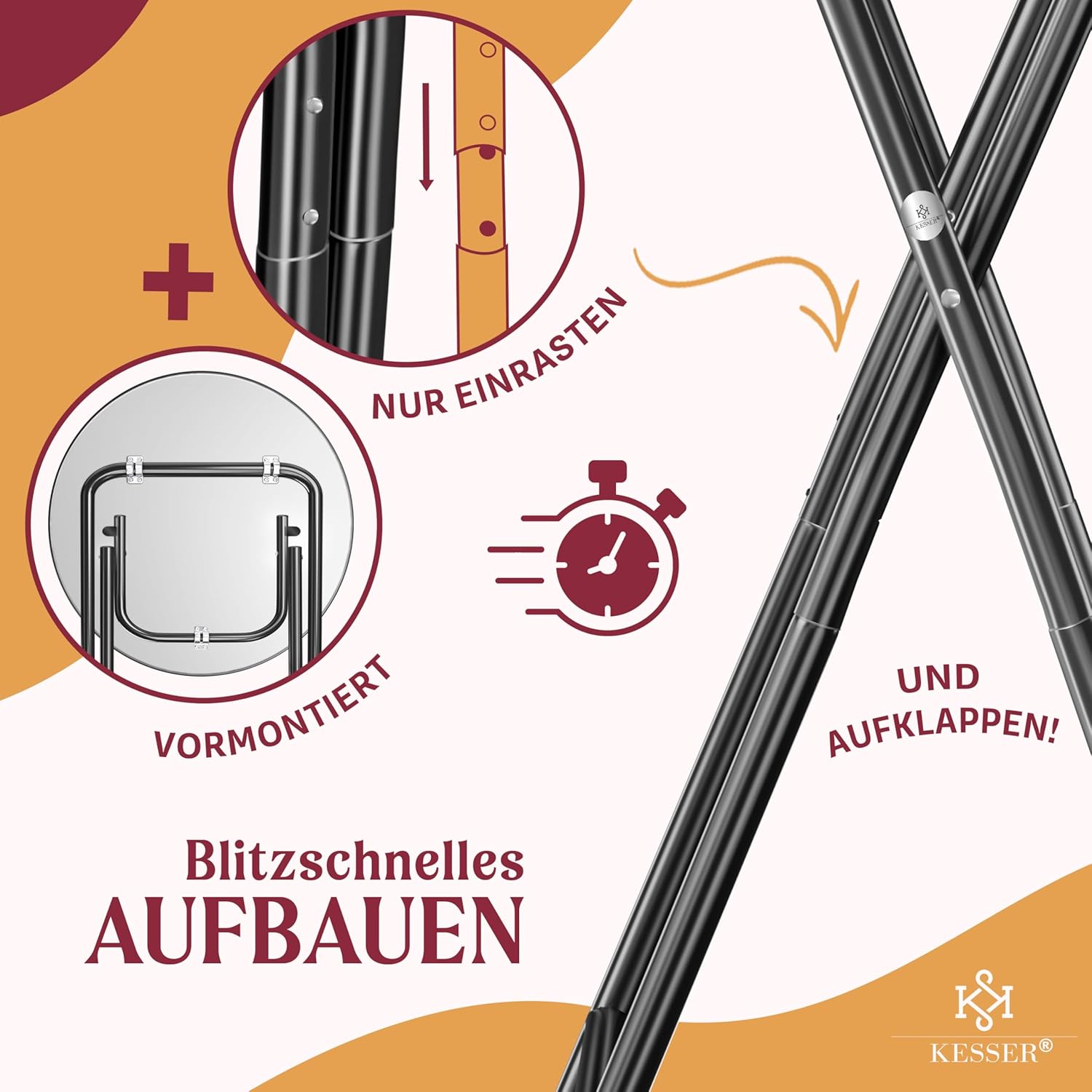 KESSER® Bartafel - Bistrotafel - Klaptafel - 110cm - Zwart