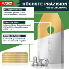 MASKO® Reservemesjes voor robotmaaiers, universeel incl. innovatieve schroeven, reservemessen voor robotmaaier, duurzame titanium coating, compatibel met Gardena/Husqvarna, 12 stuks