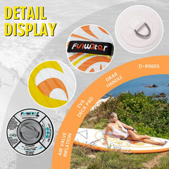FunWater opblaasbaar stand-up paddleboard 305 x 78 x 15 cm, compleet met verstelbare peddel, pomp, kajakzitje, SUP-reisrugzak, kabel, waterdichte tas, draagvermogen tot 136kg