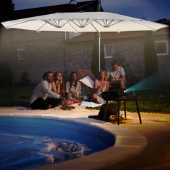 KESSER® LED Parasol - 4,6mx2,7m - Zweefparasol - Draaibaar - Grijs