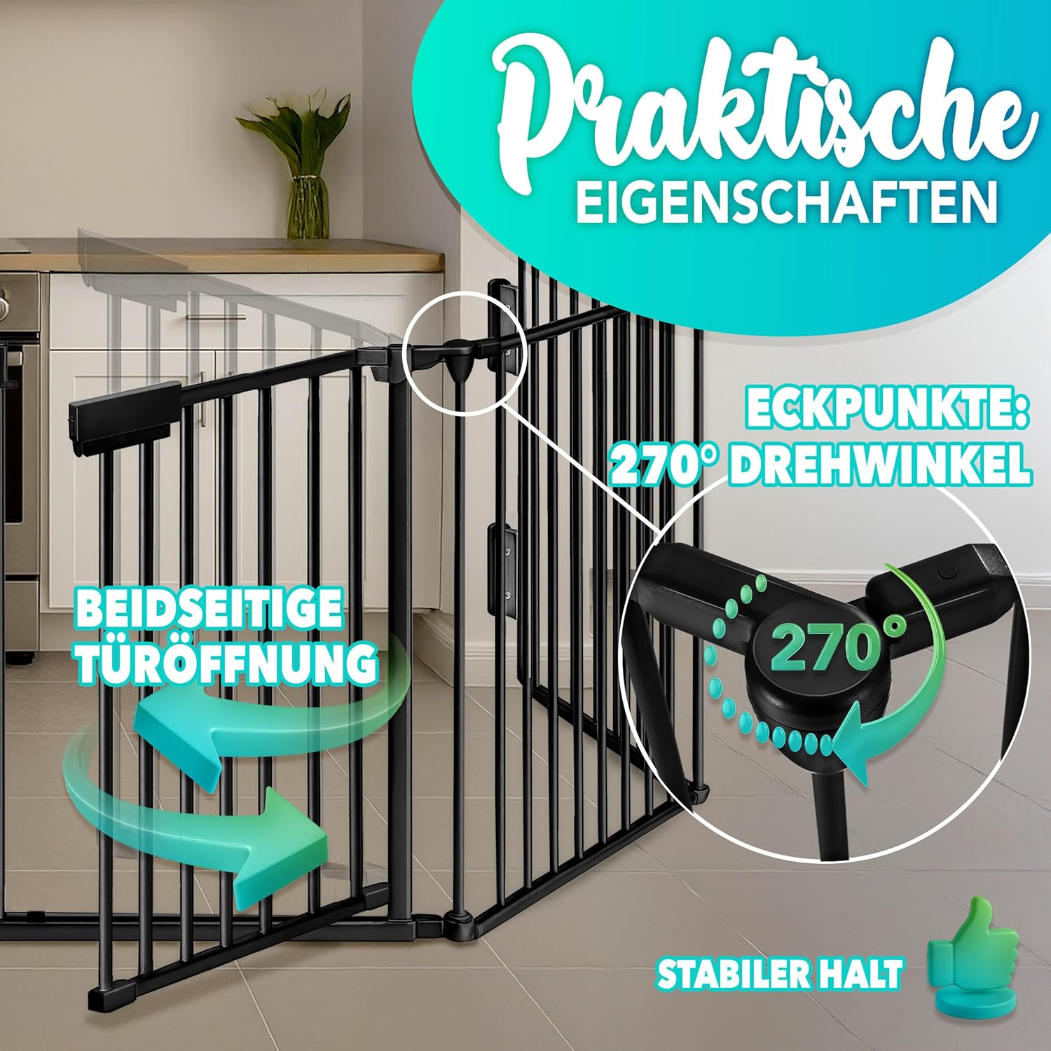 KIDUKU® Traphekje - Veiligheidshekje - 300cm - Zwart