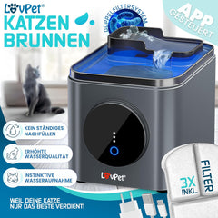 Drinkfontein Kat - Waterfontein Kat - Kattenfontein - 3,5L - Grijs - LOVPET®