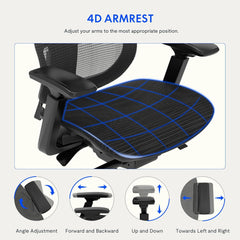 Ergonomische Bureaustoel -  Office Chair - Gamestoel - Volwassenen - Grijs - FLEXISPOT