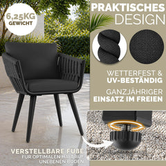 Tuinstoelen - Weerbestendig - Met armleuning - Set van 6 - Grijs/Antraciet - Tillvex®