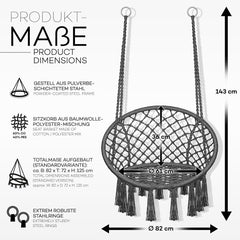 Hangstoel - Binnen & Buiten - Hangschommel - Tot 200kg - Antraciet - Tillvex®