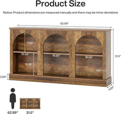Tribesigns Boerderijconsoletafel, 160 cm lange haltafel met 3-traps opbergruimte, houten rechthoekige banktafel achter de bank voor ingang, hal, woonkamer, bruin
