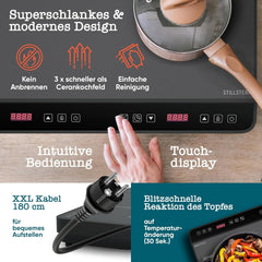Inductie Kookplaat vrijstaand - Elektrische kookplaat - 2 platen - 3600W - Zwart - Stillstern