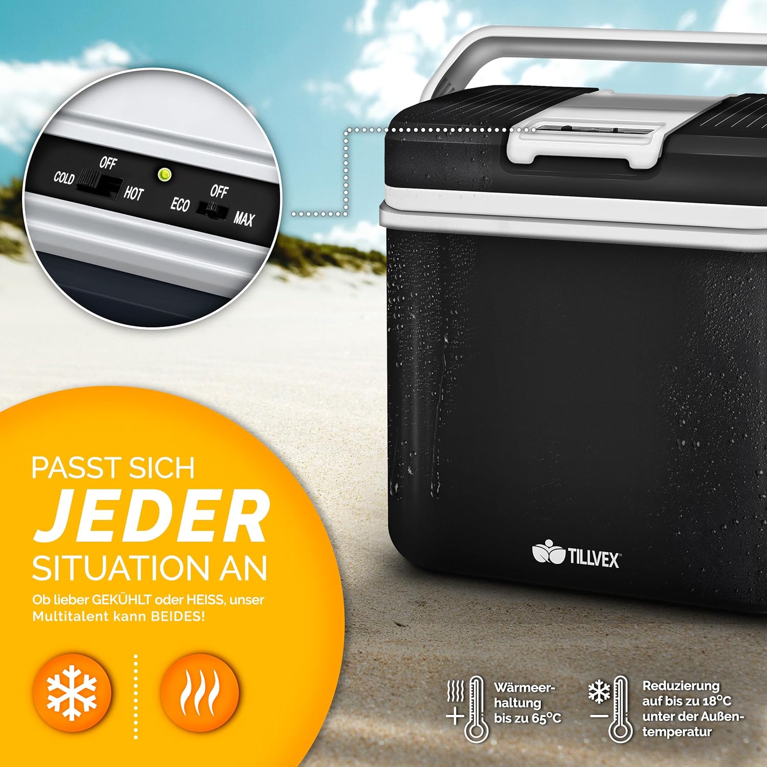 Tillvex® Elektrische Koelbox – 24L – 12V&  230V Stekker – Zwart