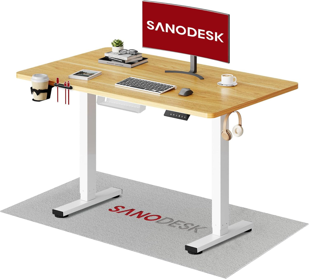 Zit sta bureau - Elektrisch - Verstelbaar - 110x54 cm - Bruin - QE1M - FLEXISPOT