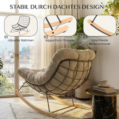 Schommelstoel - Fauteuil met armleuning - Relaxfauteuil - Relaxstoel - Beige - FLEXISPOT