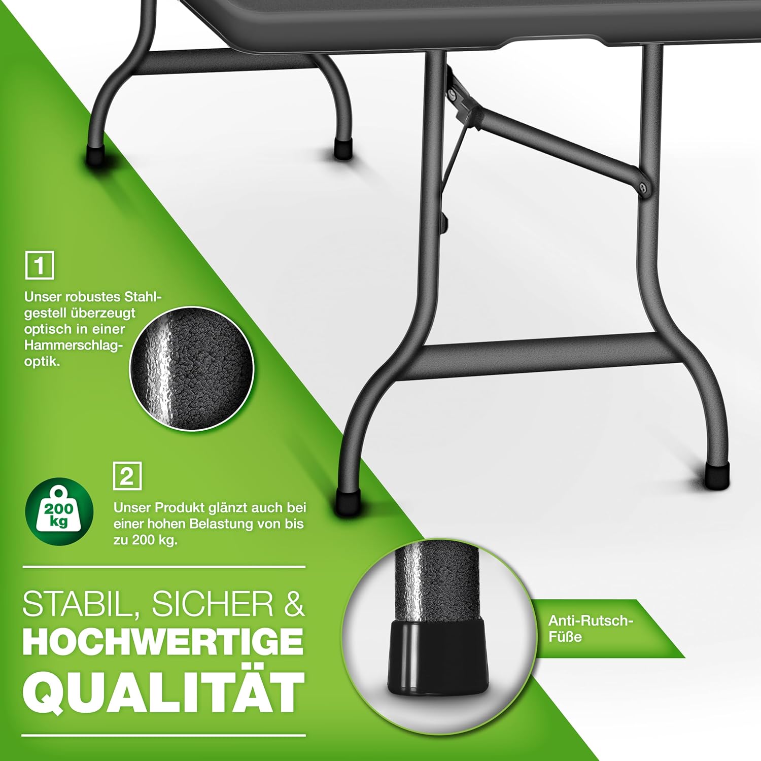 Tillvex® Inklapbare Tafel - Campingtafel - Klaptafel - 180x75cm - Antraciet