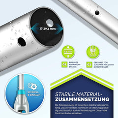 Tillvex® Telescopische stang voor Zwembadnet - Verstelbaar 1,20m-3,60m