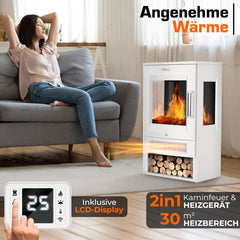 Sfeerhaard elektrisch - Elektrische haard - Met verwarming - 1800W - Wit - TRESKO