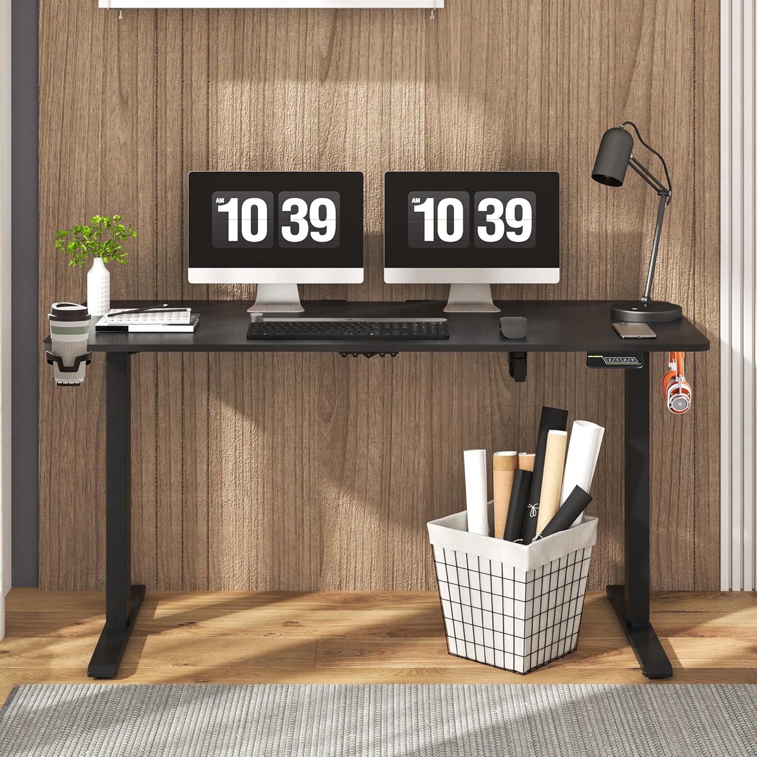 FLEXISPOT Elektrisch Bureau 120 x 60 cm Zit-sta tafel Hoogte Verstelbaar Bureau voor Thuiskantoor, Zwart