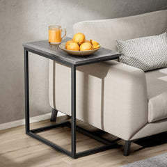 Pipishell C-vormige bijzettafel 68,5 cm hoog, bijzettafel voor onder de bank, bijzettafel voor de woonkamer, grijs