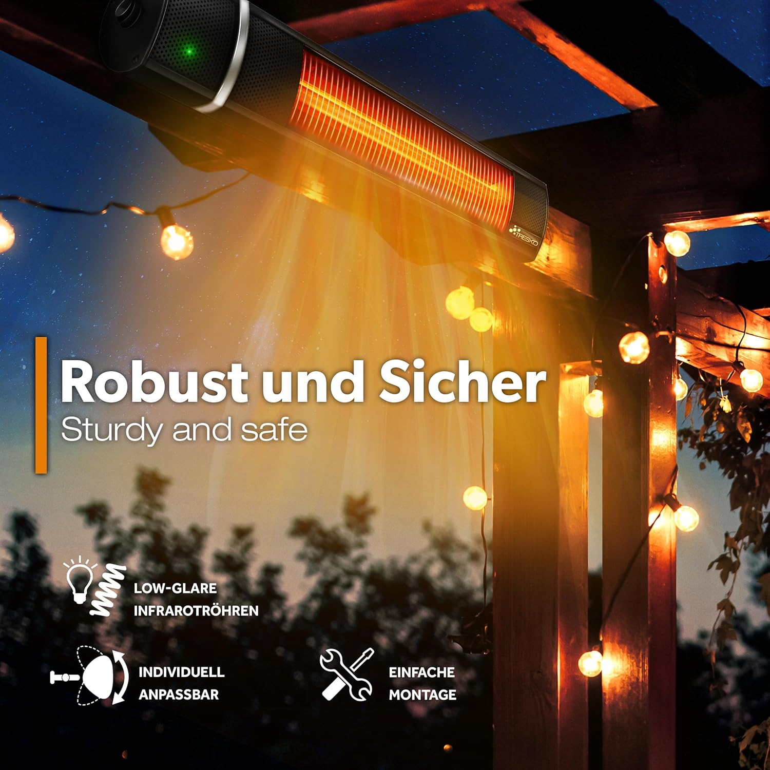 Infrarood Verwarming - Terrasverwarmer - Elektrische Heater - Zwart - TRESKO®