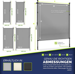 Tillvex® Klemluifel - Balkonluifel - Zonwering - 200x310 cm - Grijs
