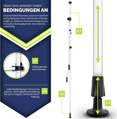 Tillvex® Klemluifel - Balkonluifel zonder boren - 150cm - Verstelbaar - Grijs