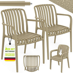 Tuinstoelen - Weerbestendig - Met armleuning - Set van 2 - Taupe - Tillvex®