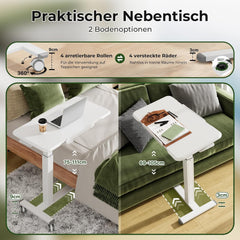 Laptoptafel - Bijzettafel - Verstelbaar - Op wielen - Wit - Gibbon Mounts