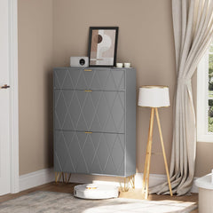 UEV Schoenenkast met 2 kleppen, 80 x 24 x 120 cm voor 16 paar schoenen met 1 lade, schoenenkast grijs, schoenenkast smal, kast hal schoenenkast in de hal, ruimtebesparend